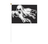 Lot de 10 petits drapeaux effrayants fantômes à main, mini drapeaux sur bâton pour fête, activités d'équipe, défilés, décoration de vacances