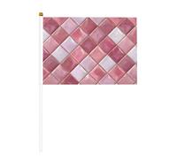 Lot de 10 petits drapeaux en verre rose diagonale - Mini drapeaux sur bâton pour fête, activités d'équipe, défilés, décoration de vacances