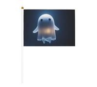 Lot de 10 petits drapeaux flottants mignons fantômes de dessin animé, mini drapeaux sur bâton pour fête, activités d'équipe, défilés, décoration de vacances