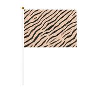 Lot de 10 petits drapeaux minimalistes à rayures zébrées couleur pêche pâle sur bâton pour fête, activités d'équipe, défilés, décoration de vacances