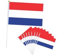 Lot de 10 Petits Drapeaux Pays-Bas, 21x14cm Petit Drapeau Pays-Bas avec Bâton en Plastique Mini Drapeau Netherlands pour Eurovision Bar Euro Compétition Sportive,Coupe du Monde football Fêtes Décor