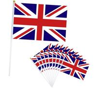 Lot de 10 Petits Drapeaux Royaume-Uni,21x14cm Petit Drapeau Britain avec Bâton en Plastique Mini Drapeau Britain pour Eurovision Bar Euro Compétition Sportive,Coupe du Monde football Fêtes Décor