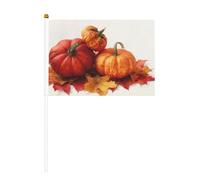 Lot de 10 petits drapeaux vintage avec citrouilles et feuilles d'automne sur bâton pour fête, activités d'équipe, défilés, décoration de vacances