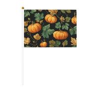 Lot de 10 petits drapeaux vintage en forme de citrouilles et feuilles d'Halloween sur bâton pour fête, activités d'équipe, défilés, décoration de vacances