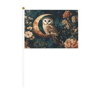 Lot de 10 petits drapeaux vintage mystiques chouettes sur le croissant de lune, mini drapeaux sur bâton pour fête, activités d'équipe, défilés, décoration de vacances