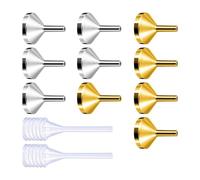 Lot de 10 petits entonnoirs en métal de 3,3 x 2,5 cm avec 2 pipettes pour le remplissage de bouteilles et de contenants, transfert d'huile et de liquide, petit entonnoir en métal avec pipette
