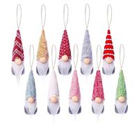 Lot de 10 Petits Lutins en Peluche - Décoration de Noël - Mini Ornements de Sapin Faits à la Main - Nains à Suspendre
