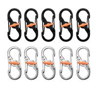Lot de 10 petits mousquetons à vis en acier inoxydable - Petit mousqueton - Mini porte-clés - Porte-clés en S - Clip en S - Boucle en métal - Double mousqueton