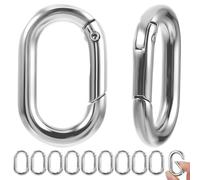 Lot de 10 petits mousquetons argentés de 2,5 cm - Convient pour portefeuille de voiture, porte-clés, accessoires de camping