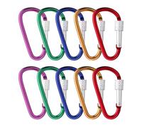 Lot de 10 petits mousquetons avec fermeture à vis - Multicolore - Pour camping, pêche, randonnée, verrouillage