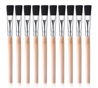 Lot de 10 petits pinceaux plats avec manche en bois pour acrylique, aquarelle, huile, artisanat, visage et corps (noir)