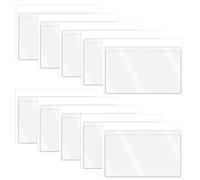 Lot de 10 petits porte-cartes de visite adhésifs transparents avec ouverture sur le dessus, pour bacs de rangement, boîtes, cahiers, étiquettes de nom, organiseurs de bureau de classe, 9,9 x 5,5 cm