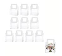 Lot de 10 petits sacs cadeaux transparents en PVC 13x8,5x17 cmrectangulaires avec poignées sacs à bonbons adaptés aux mariages fêtes blancs