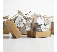 Lot de 10 photophores en bois pour fête prénuptiale, cadeaux de remerciement, cadeaux de fête de mariage pour invités, bougeoirs cylindriques en bois pour centre de table (marron clair, cœur)