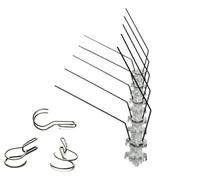 Lot de 10 pics anti-pigeons (5 m) + 30 clips de montage pour gouttière - Répulsif contre les oiseaux et les oiseaux - Pour balcon, toit, jardin ou brise-vue