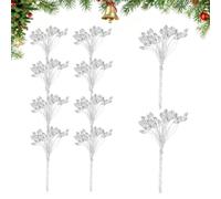 Lot de 10 pics de Noël en synthétique | Pics d'arbre en cristal pour bouquet de mariée, guirlande, couronne, artisanat, Thanksgiving, fête, maison