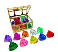 Lot de 10 pièces avec pierres précieuses de plongée - Jouet de natation sous-marin pour bricolage créatif - Chasse au trésor lumineux - Pierres précieuses étanches pour aventures de baignoire et