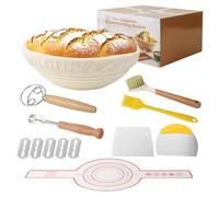 Lot de 10 Pièces Banneton pour Pain,23cm Ronde Corbeille a Pain,Panier de Fermentation pour la Cuisson du pain, panier fermenté tressé à en rotin naturel, pour la cuisson du pain