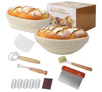 Lot de 10 Pièces Banneton pour Pain,23cm Ronde et 25 cm ovale de Corbeille a Pain,Panier de Fermentation pour la Cuisson du pain,panier fermenté tressé à en rotin naturel,pour la cuisson du pain