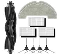 Lot de 10 pièces de rechange W11/W9 compatibles avec le robot aspirateur Vexilar W11/W9, 1 brosse à rouleau, 4 brosses latérales, 3 filtres HEPA avec filtres en mousse, 2 serpillères, kit