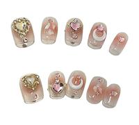 Lot de 10 pièces détachables en forme de cœur pour adolescent - Blanchiment des ongles - Fait à la main - (L)