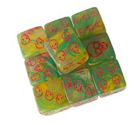 Lot de 10 pièces en acrylique à six côtés Motif tête de mort Jeu de table Dices Jeu de rôle rond Accessoires de jeu de société Accessoires de table à motif de crâne Accessoires pour jeux de rôle
