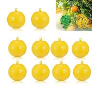 Lot de 10 Pièges À Mouches Suspendus - Boule Collante Anti Mouche Pièges À Insectes, Attrape-Mouches À Fruits, Attrape-parasites Extérieur, pour De Cours, Vergers(Yellow)