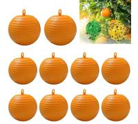 Lot de 10 Pièges À Mouches Suspendus - Boule Collante Anti Mouche Pièges À Insectes, Attrape-Mouches À Fruits, Attrape-parasites Extérieur, pour De Cours, Vergers(Orange)
