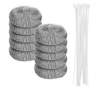 Lot de 10 pièges à peluches en acier inoxydable pour machine à laver - Filtre à peluches réutilisable avec 10 attaches de câble