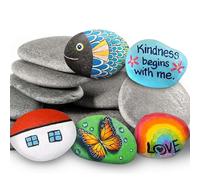 Lot de 10 pierres de peinture, 5 à 8 cm, galets plats pour loisirs créatifs, pierres décoratives lisses et roches de rivière, excellent kit de peinture pour enfants, activités créatives