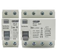 Lot de 10 piles 2P/4P 10/30/100/300 mA pour véhicule électrique - Disjoncteur différentiel DC FI - Interrupteur de protection RCD type B 6KA - Rail DIN - Fuite terrestre (2P 63 A, 300 mA)