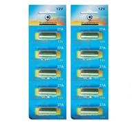 Lot de 10 Piles Alcaline 12V type 27A, compatibles A27/A27BP/A27S/AG27/GP27/GP27A/L828/MN27/R27A - Visiodirect -