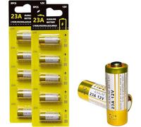 Lot de 10 piles alcalines 23 A 12 V A23/MN21/23/L1028/V23GA/LRV08 pour télécommandes, sonnettes sans fil, systèmes de sécurité