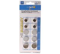 Lot de 10 piles bouton alcalines et au lithium, pour de nombreux domaines d'application, assorties en kit