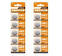 Lot de 10 piles bouton au lithium BR1632 DL1632 ECR1632 ECR1632 3 V pour appareils photo et lumières LED