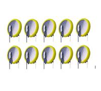 Lot de 10 piles CR2032 lithium 3 V avec bornes à souder | Pour PCB, pile CMOS BIOS pour carte mère, broches verticales pas 10,7 mm, 210 mAh, pièce de rechange électronique