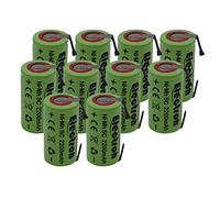 Lot de 10 piles Ni-MH SC 2200 mAh, 2,2 Ah, 1,2 V, avec lamelles à souder pour colis de batteries, perceuses, torches, alarmes remplace Ni-Cd 2000 mAh, 2 Ah.