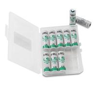 Lot de 10 piles Saft LS14500 AA-Mignonlongue durée Li-SOCl2 haute performance de 3,6 Vdans boîte à piles de Weiss more power + 116