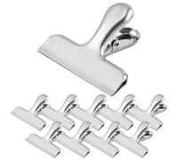 Lot de 10 Pince Métallique Argenté, 76mm Pince Fermeture Sachet Alimentaire en Acier Inoxydable Alimentaire d'étanchéité Clips, Bureau Binder Clips, pour Cuisine,Bureau et Ecole(Argenté)