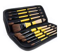 Lot de 10 pinceaux ARTIFY avec étui de Transport, Poils de CRIN Naturel pour Huile, Aquarelle et Gouache, pour Enfants et Adultes, débutant et Professionnel