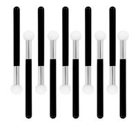 Lot de 10 pinceaux de maquillage anti-cernes avec poignée (tête de champignon), lavables et réutilisables, adaptés pour les femmes et les adolescentes (noir)