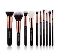 Lot de 10 pinceaux de maquillage Jessup - Pour fond de teint, eyeliner, anti-cerne, tampon - Fabrication artisanale - Poils synthé