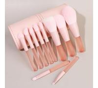 Lot de 10 pinceaux de maquillage synthétiques de qualité supérieure pour fond de teint, poudre, anti-cernes, fard à paupières, blush, pinceaux de maquillage avec seau de rangement rose