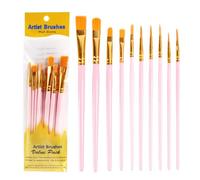 Lot de 10 pinceaux de peinture aquarelle pour artistes et débutants - Poils doux de qualité supérieure - Pinceaux fins et épais - Prise en main confortable - Longue durée et polyvalente