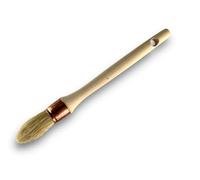 Lot de 10 pinceaux de Pouce à rechampir | Brosse Ronde en Soie Blanche | Ø 25 mm | Idéal Peinture rénovation Volets moulures plinthes Angles persiennes | Manche Bois Brut | Kibros 371D25_4x10