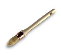 Lot de 10 pinceaux de Pouce à rechampir | Brosse Ronde en Soie Blanche | Ø 29 mm | Idéal Peinture rénovation Volets moulures plinthes Angles persiennes | Manche Bois Brut | Kibros 371D29_6x10