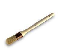 Lot de 10 pinceaux de Pouce à rechampir | Brosse Ronde en Soie Blanche | Ø 29 mm | Idéal Peinture rénovation Volets moulures plinthes Angles persiennes | Manche Bois Brut | Kibros 370D29_6x10