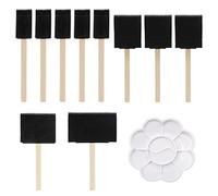 Lot de 10 pinceaux en mousse éponge avec palette de prune, pinceau de peinture éponge avec manche en bois, outil éponge de peinture, pinceau de peinture mousse, vernis, taches