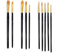 Lot De 10 Pinceaux En Poils De Nylon Multi-Usages Pour Aquarelle, Huile, Gouache, Peinture Acrylique, C¿¿Ramique, Loisirs Cr¿¿Atifs (Noir)