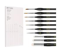 Lot de 10 pinceaux miniatures pour peinture acrylique à l'huile, acrylique, aquarelle et peinture par numéro, dessus de table, citadelle, figurine, 40 K, peinture mandala (noir)